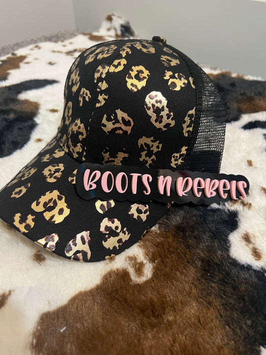 Black and Gold Leopard Hat